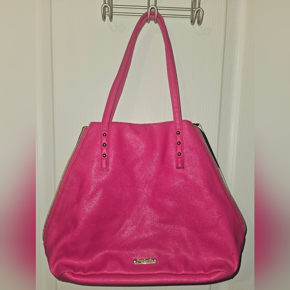 Victoria's Secret Hot Pink Tote with Gold Details